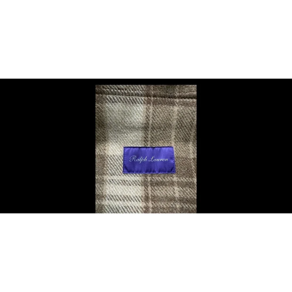 Ralph Lauren Purple Label Brown Check Shetland Wool Suede Trim Blazer 38R NWT